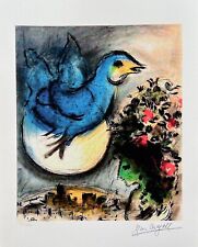 Marc Chagall BLUE BIRD Limited Edition Facsimile Signed Giclee 17" x 12"