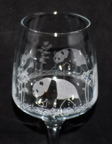 Engraved panda wine - engraved, glass