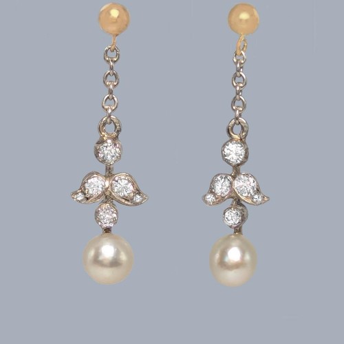Edwardian diamond pearl drop - edwardian,