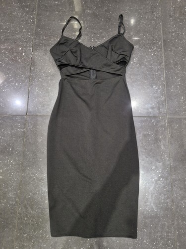 Black cutout detail dress - black,