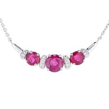 9ct White Gold Ruby and Diamond Necklace all Natural Stones by Naava