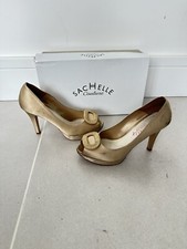 Women’s Sachelle Couture Gold Champagne Peep Toe Heeled Shoes Size 3