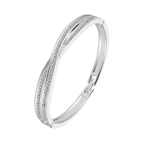 Silver plated crossover bangle - plated,