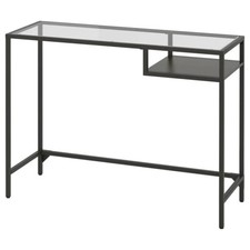 IKEA - VITTSJÖ Laptop table, black-brown/glass.