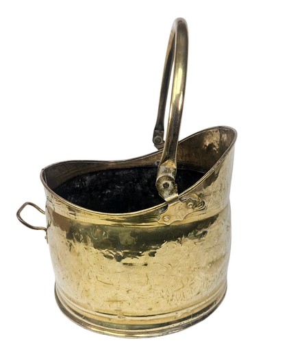 Polished brass coal bucket - brass,