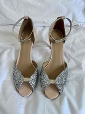 Emma Go, Jolene Peep Toe, Nude, Sparkle Wedding Shoes, Size 6, 39.