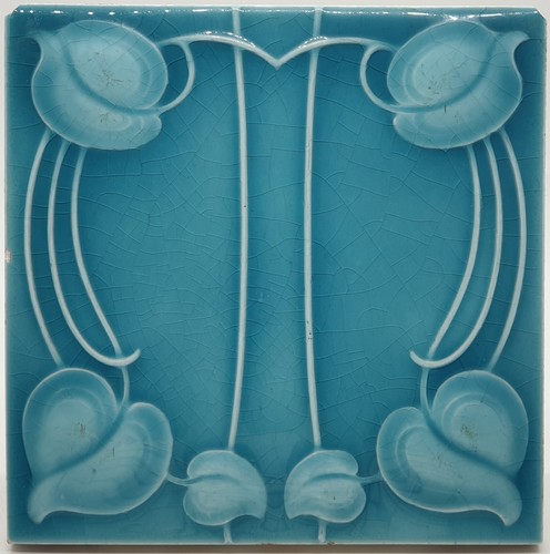 Art nouveau fireplace tile - fireplace,