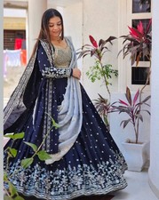NAVY BLUE LEHENGA CHOLI  FULLY STITCHED SEQUENCE WORK WEDDING MEHANDI LENGHA