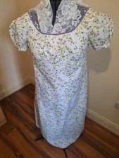 New Purple Floral Regency Style Dress Handmade Jane Austen Bridgerton