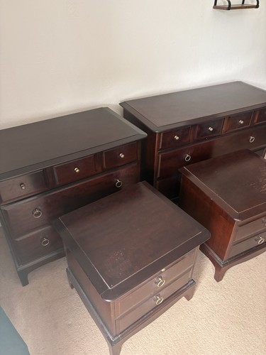 Set dark brown wood bedside - dark,