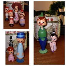 8 Vtg C1950s Japanese Disney Kokeshi Doll Peter Pan Tinkerbell Cpt Hook Darlings