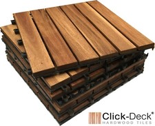 CLICK-DECK - Decking Tiles Square HARDWOOD Wooden Interlocking Deck Tile Patio