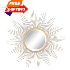 Stonebriar Round Decorative Antique Gold 23" Metal Starburst Hanging Mirror f...