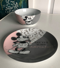 Disney Mickey Mouse "Say Yes To New Adventures" Plate & Bowl Asda Set C - RARE