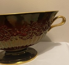 Carlton Ware Rouge Royale Iridescent Bowl Center Piece Christmas table decor!