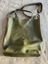 A.p.c. Maiko Medium Green Grain Leather Unisex Apc Shopper Tote