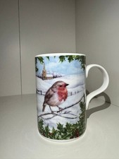 Past Times Vintage Christmas Mug Cup Robin In The Snow Fine Bone China