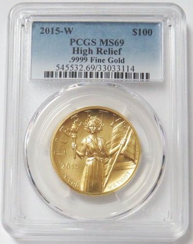 2015 gold 100 high relief - w, $100