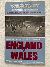 ENGLAND V WALES 1964 WEMBLEY INTERNATIONAL OFFICIAL MATCH DAY PROGRAMME