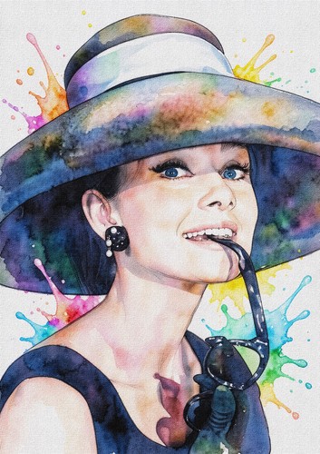 Audrey hepburn watercolour - hepburn,