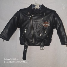 VTG Child's HARLEY-DAVIDSON Biker Jacket Faux Leather Sz 5 Motorcycle Quilted...