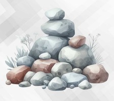 Watercolor Beach Pebbles Wall