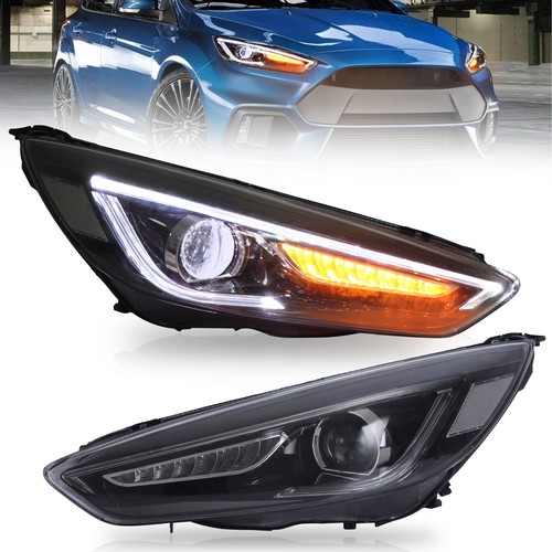 Black projector led headlights - black,