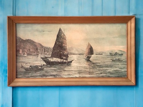 Vintage asian junk boat - vintage, art