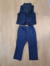 Next Boys Age 1.5-2 Years Waist Coat And Trousers Smart For Weddind Navy Blue