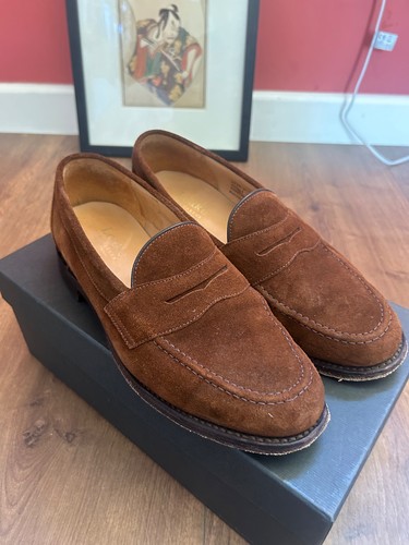 Loake eton brown suede loafers - suede,