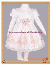 Satin Flower Girl Bridesmaid Gown/Pageant Party Christening Dress,Ivory Wave