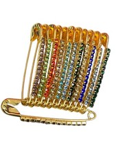 6 x Gold Diamante Sparkly Safety Pins for Saree’s, Lengha Choli and Hijabs Sizes