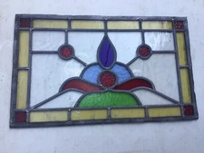 RECLAMED Stained Glass leaded Window Panel 18 3/4 X 11 1/2”