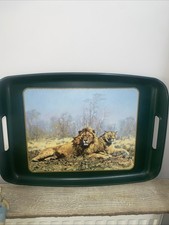 Tony Forrest Lion Picture On Thermo Plastic Wilscombe Serving Butler Tray 17x13”