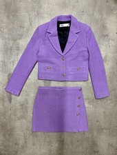 ZARA Limited edition Tweed Boucle Cropped  Wool Jacket Mini Skirt Coord Set S