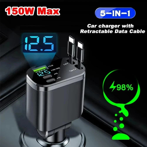 Retractable car charger - car,