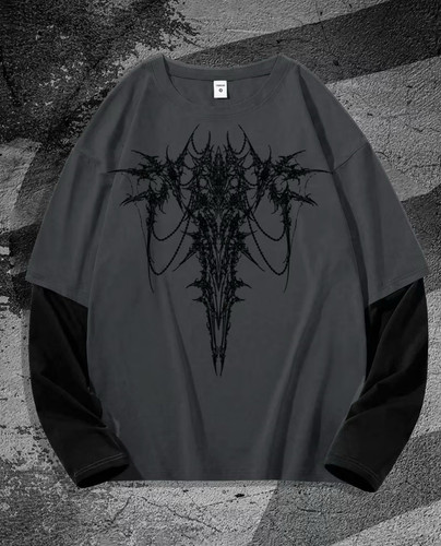 Men dragon print layered - print,