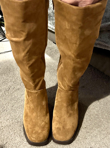 Tan faux suede knee high - faux,