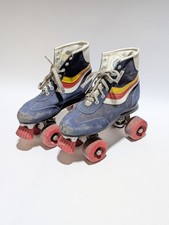 Vintage Mayfair Roller Skates Boots 70/1980s Size 6 Rainbow Blue Suede Kids