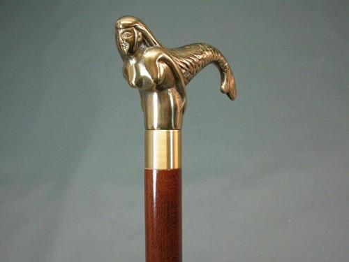 Wooden walking stick nude lady - wooden,