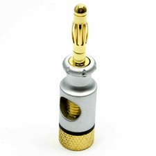 HQ 4mm Banana Plugs for 6mm Speaker Cable Connections Silver & Black [005888]