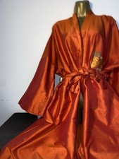 BEAUTIFUL RAYON ORANGE KIMONO ROBE SIZE L