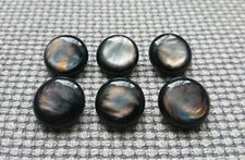 6 Chunky Grey Black Iridescent Buttons 18mm Aran Cardigan Jumper Crafts Vintage 