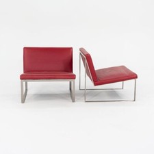 2010s Bernhardt Design B.2 Lounge Chairs by Fabien Baron w Red Leather 10+ Avail
