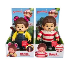 PAIR OF MONCHHICHI TALKING FIGURES 13CM POSEABLE DOLLS 15+ SAYINGS KAURI, HANAE