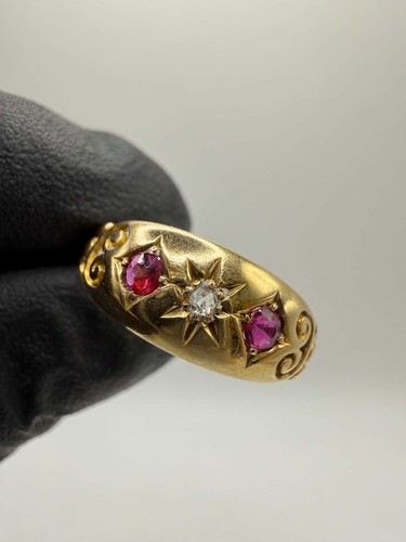 18ct ruby diamond antique - ruby,