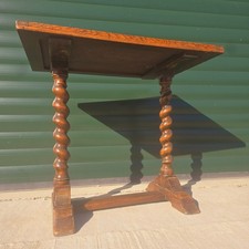 Small Solid Oak Barley Twist Side Sofa End Accent Table Vintage 1930s/40s