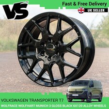 VW TRANSPORTER T7 WOLFHART MUNICH 3 18" 6X120 GLOSS BLACK ALLOY WHEELS
