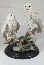 Country Artists Snowy Owl Pair Resin Figurine Sculpture 01153  20 cm tall
