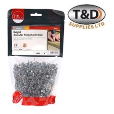 Timco Bright Annular Ring Shank Nails 20-75mm - Strong Grip Nail Fasteners, 1KG